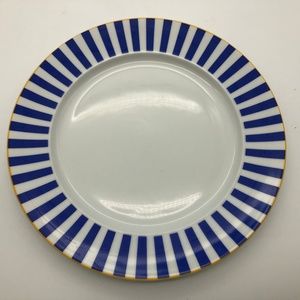 Ikea Blue and White Stripe Yellow Edge Salad Plate